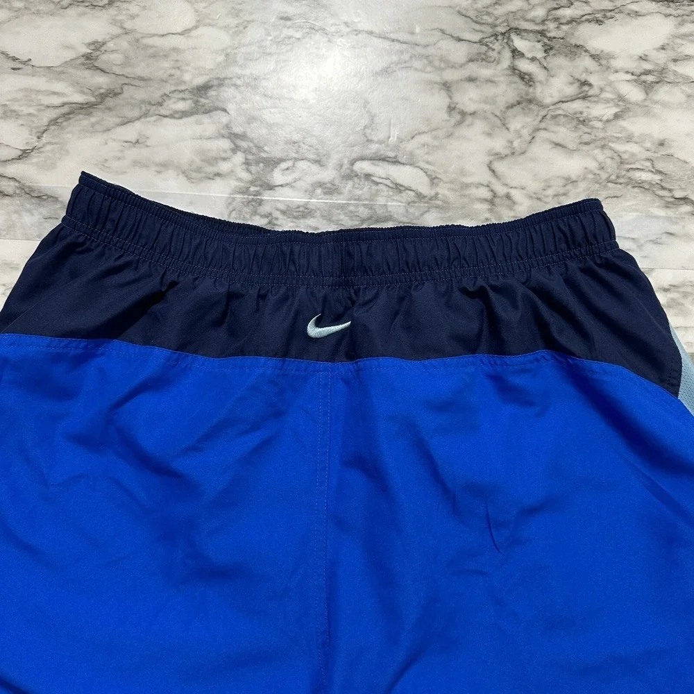 Nike Men's Swim Trunks Suit Board Shorts XL Slim Waist Blue Black Lined Pocket